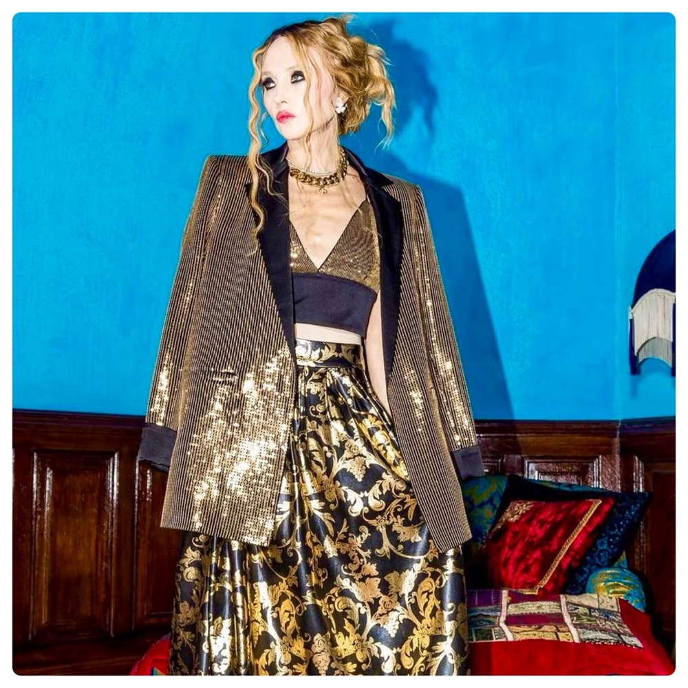 ALICE + OLIVIA Kylie Shawl Collar Sequin Jacket - Picture 8 of 15